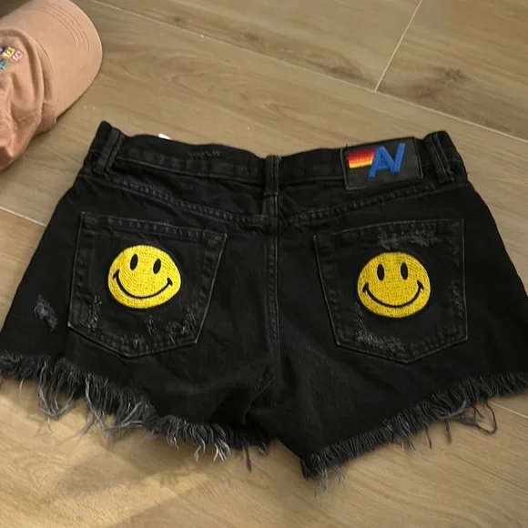 Black Distressed Denim Shorts - Picture 2 of 2